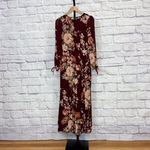 Reformation Missy Ava Maroon Floral Wide Leg Jumpsuit